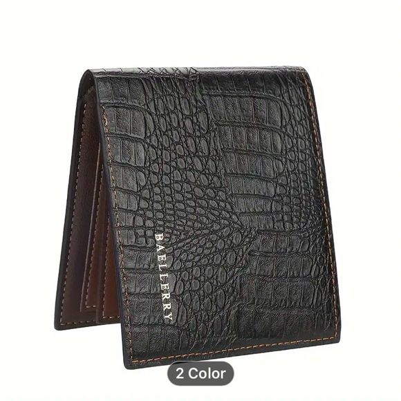 Men's Leather Wallet, Crocodile print. NWT - Picture 2 of 7